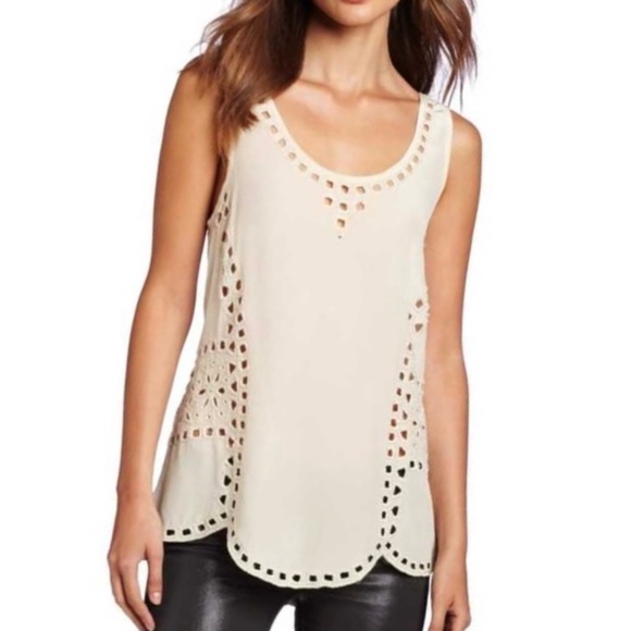 Joie Reena Silk Beaded Cream Beige Tank Top Size S - Picture 4 of 14
